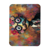 大きお洒落い目とフローラの毛を持つ人型 マグネット (縦)