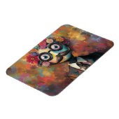 大きお洒落い目とフローラの毛を持つ人型 マグネット (左側)