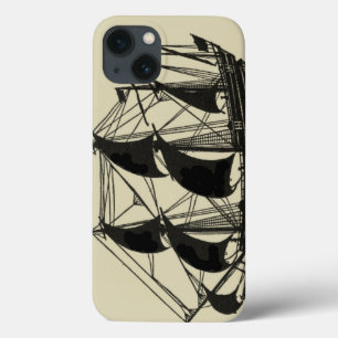 大きくうねっている帆が付いている船のシルエット iPhone 13ケース