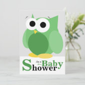 大きくおもしろいな緑のフクロウのベビーシャワー招待状 招待状 (スタンド正面)