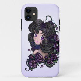 大きくかわいい日本製アニメの目および花(iphone 5の場合) iPhone 11 ケース