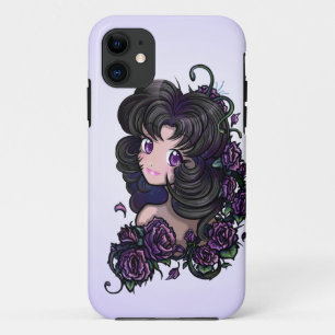 大きくかわいい日本製アニメの目および花(iphone 5の場合) iPhone 11 ケース