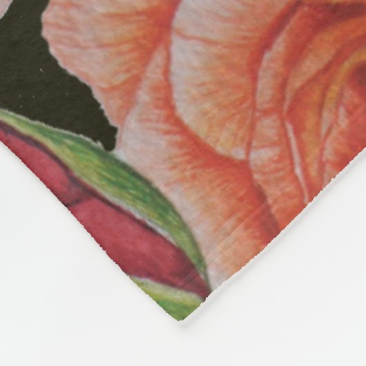 大きくてカラフルのはっきりしたバラの花模様フローラ フリースブランケット (角)