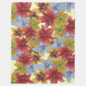 大きくてカラフルはっきりしたの花フローラ フリースブランケット (正面)