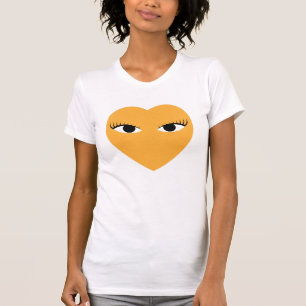 大きくて可愛いハート目付きホワイトTシャツ Tシャツ