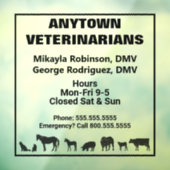 大きくて小さい動物の獣医の窓がしがみつく ウィンドウサイン (シート3)