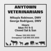 大きくて小さい動物の獣医の窓がしがみつく ウィンドウサイン (シート)