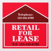 大きくて目立つ小売物件募集中の看板 不動産  ウィンドウサイン (シート)