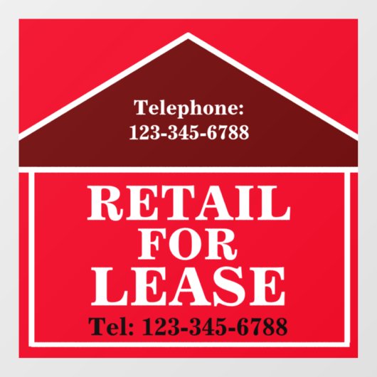 大きくて目立つ小売物件募集中の看板 不動産  ウィンドウサイン (シート)