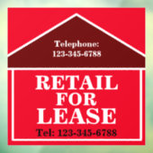 大きくて目立つ小売物件募集中の看板 不動産  ウィンドウサイン (シート3)
