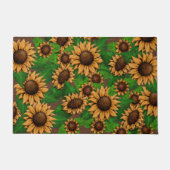 大きくて美しいヒマワリ柄の黄褐色 ドアマット (正面)