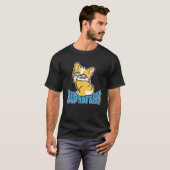大きくない速いクール可愛いコーギと陰影の子犬D Tシャツ (正面フル)