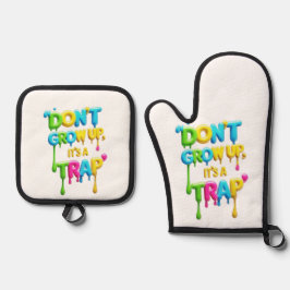 大きくなってはいけない、罠だ | おもしろい引用文Tシャツ 鍋つかみ&鍋敷きセット