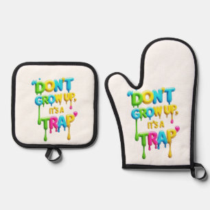 大きくなってはいけない、罠だ   おもしろい引用文Tシャツ 鍋つかみ&鍋敷きセット