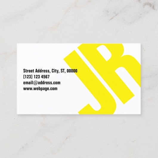 大きくはっきりしたなイニシャルカバー黄色 名刺 (裏面)