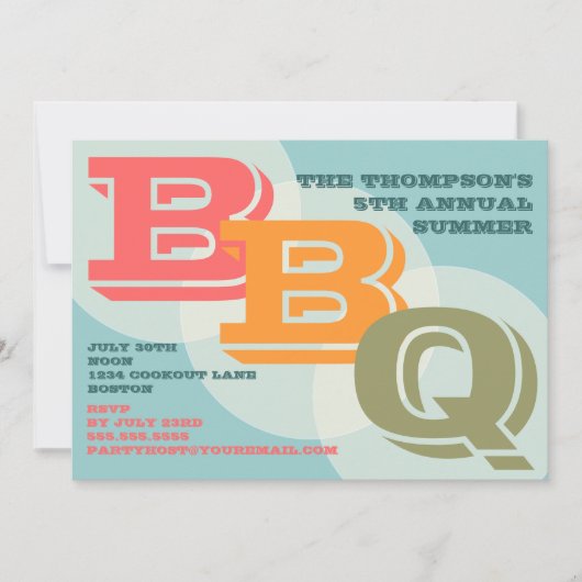 大きくはっきりしたなBBQの招待状 招待状 (正面)