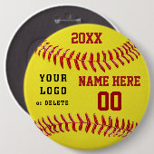 大きくパーソナライズなソフトボールのパーティの記念品ピン、ロゴ 缶バッジ (正面&裏面)