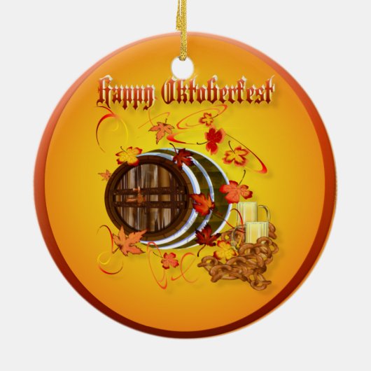大きくビール幸せなオクトーバーフェストのオーナメント セラミックオーナメント (裏面)