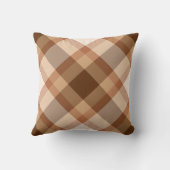 大きくモダンな格子縞、ブラウン、ベージュ色、銅およびタン クッション (裏面)