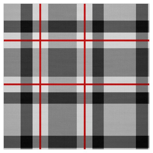 大きくモダンな格子縞、黒、白、灰色および赤 ファブリック (見本)