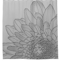 大きく写実的な灰色のヒマワリ|のシャワー・カーテン