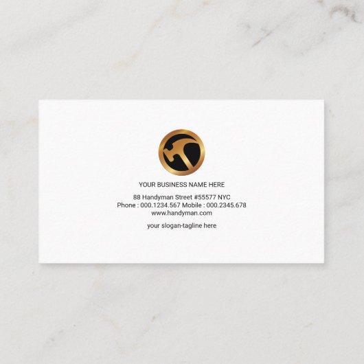 大きく創造的でモダンな便利屋の表記のロゴ 名刺 (裏面)