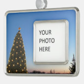 大きく小さなクリスマスツリーIホリデーサンセット シルバープレートフレームオーナメント (左)