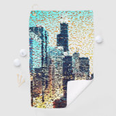 大きく建てられた都市の青みがかったモザイク ゴルフタオル (インサイチュ)