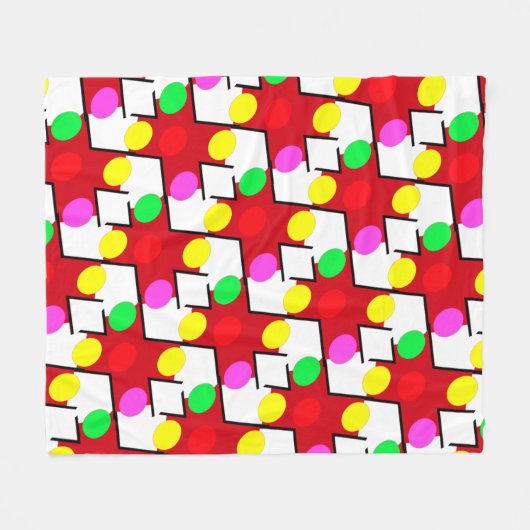 大きく明るいベビードットパターン泡立ち幸せ フリースブランケット (正面(横))