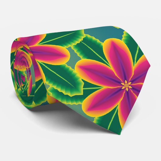 大きく明るい熱帯花のハワイアンのジャングル ネクタイ (ロール)