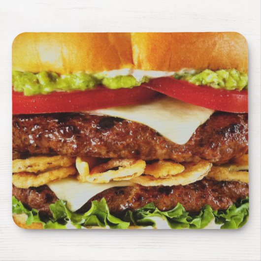 大きく水分が多いチーズバーガー マウスパッド (正面)