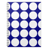 大きく白い水玉模様が付いている濃紺 ノートブック (正面)