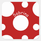 大きく白い水玉模様 スクエアシール (正面)