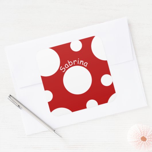 大きく白い水玉模様 スクエアシール (封筒)