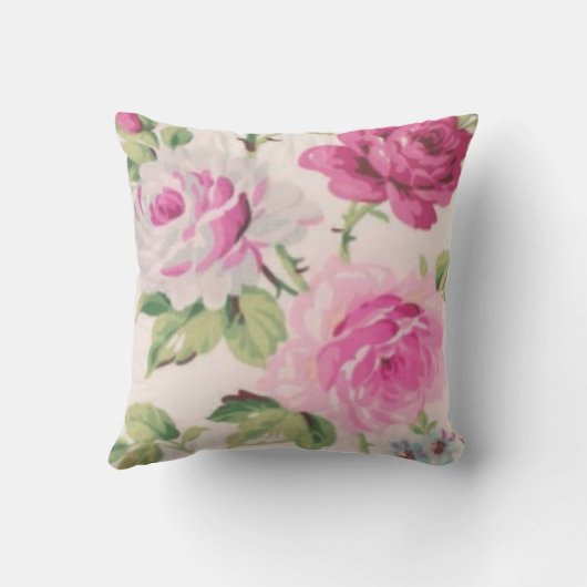 大きく粋なバラのガーリーなぼろぼろのシックなヴィンテージの花柄 クッション (裏面)