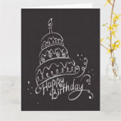 大きく美しく黒いハッピーバースデーカード カード (黄色い花)