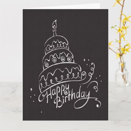 大きく美しく黒いハッピーバースデーカード カード (黄色い花)