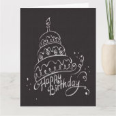 大きく美しく黒いハッピーバースデーカード カード (正面)