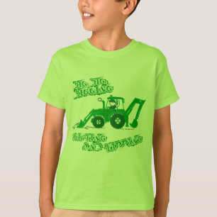 大きく自然な緑のトラクターの坑夫のTシャツ Tシャツ