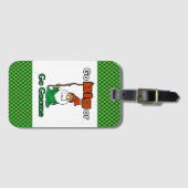 大きく行くか行く格言、かわいい、おもしろいリスクを取る ラゲッジタグ (正面横)