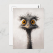 大きく見開いた目のダチョウ漫画ポートレート ポストカード (正面/裏面)