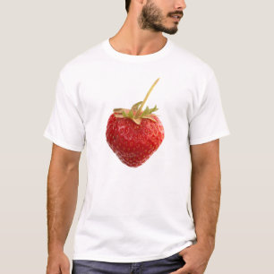 大きく赤いいちごが付いている黒いいちごのワイシャツ Tシャツ