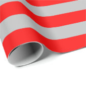 大きく赤いおよび灰色のストライプの包装紙 ラッピングペーパー (ロールコーナー)