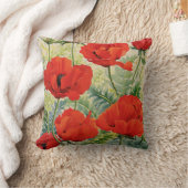 大きく赤いケシ クッション (ブランケット)