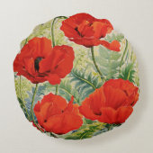 大きく赤いケシ ラウンドクッション (裏面)