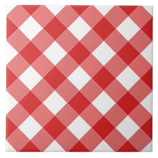 大きく赤いチェック模様のタイル タイル (正面)