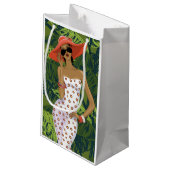 大きく赤い帽子を持つ熱帯女の子 スモールペーパーバッグ (裏面アングル)