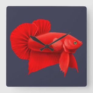 大きく赤いBettaの魚のPlakatの柱時計 スクエア壁時計