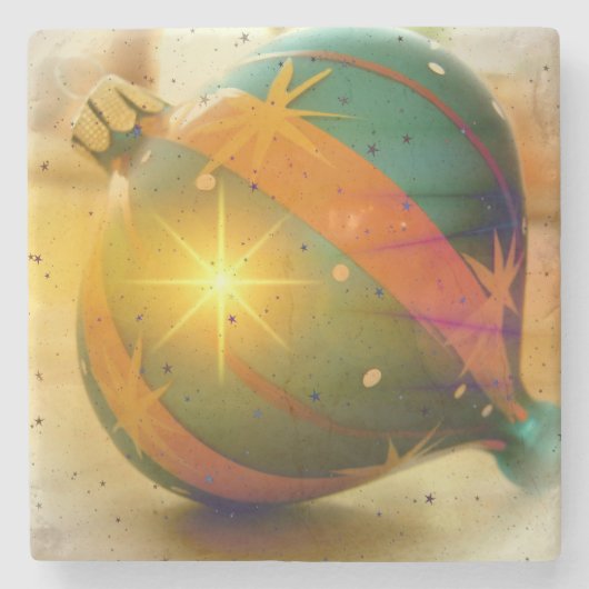 大きく輝くクリスマスの飾り ストーンコースター (正面)