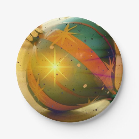 大きく輝くクリスマスの飾り ペーパープレート (正面)